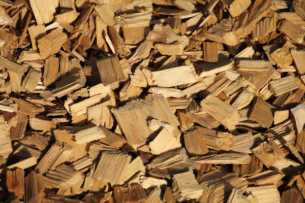 A pile of fresh wood chip