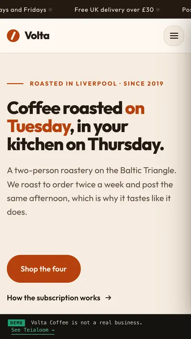 Volta Coffee. Coffee roaster · Liverpool